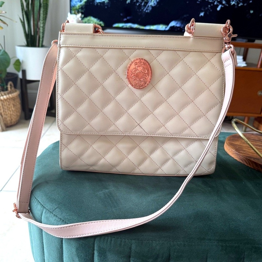 Loungefly Cream Little Mermaid Locket Crossbody Bag Women Quilted Rose Gold